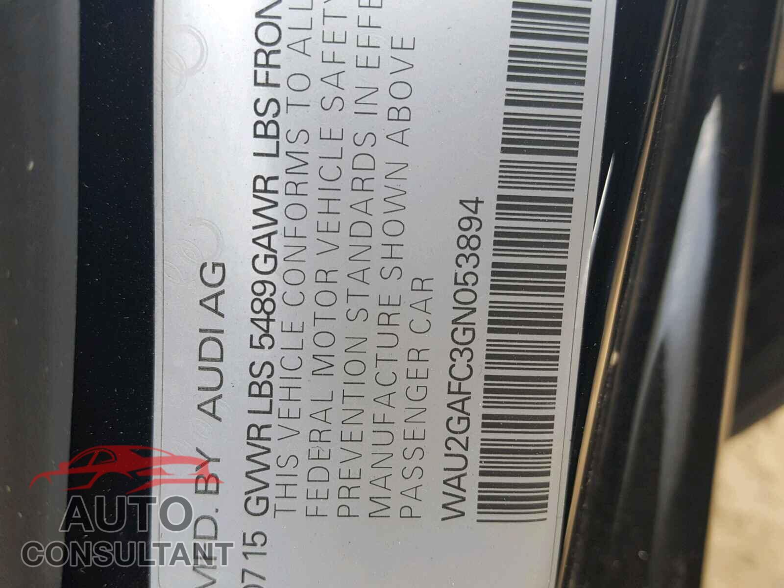 AUDI A7 2016 - WAU2GAFC3GN053894