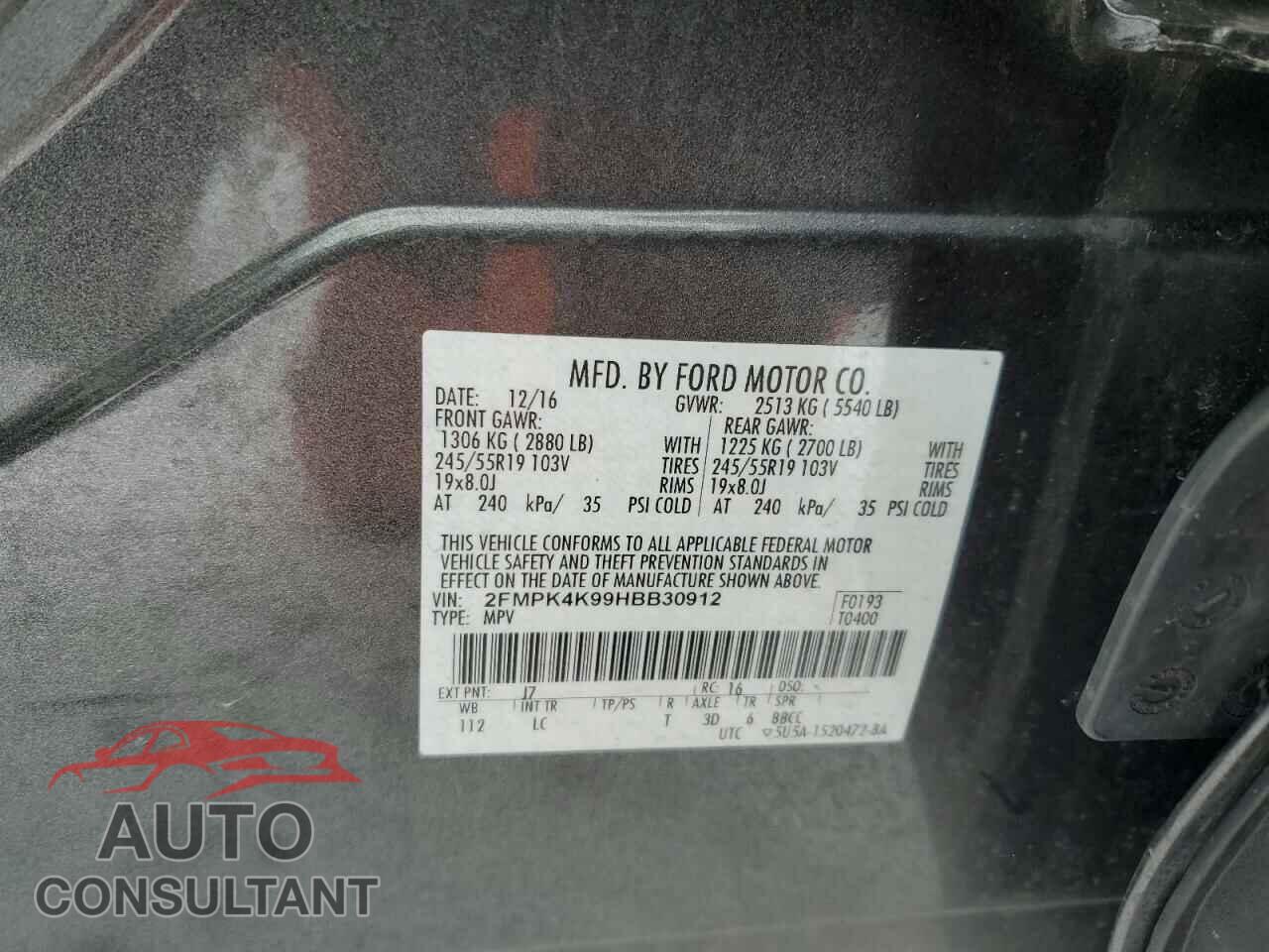 FORD EDGE 2017 - 2FMPK4K99HBB30912