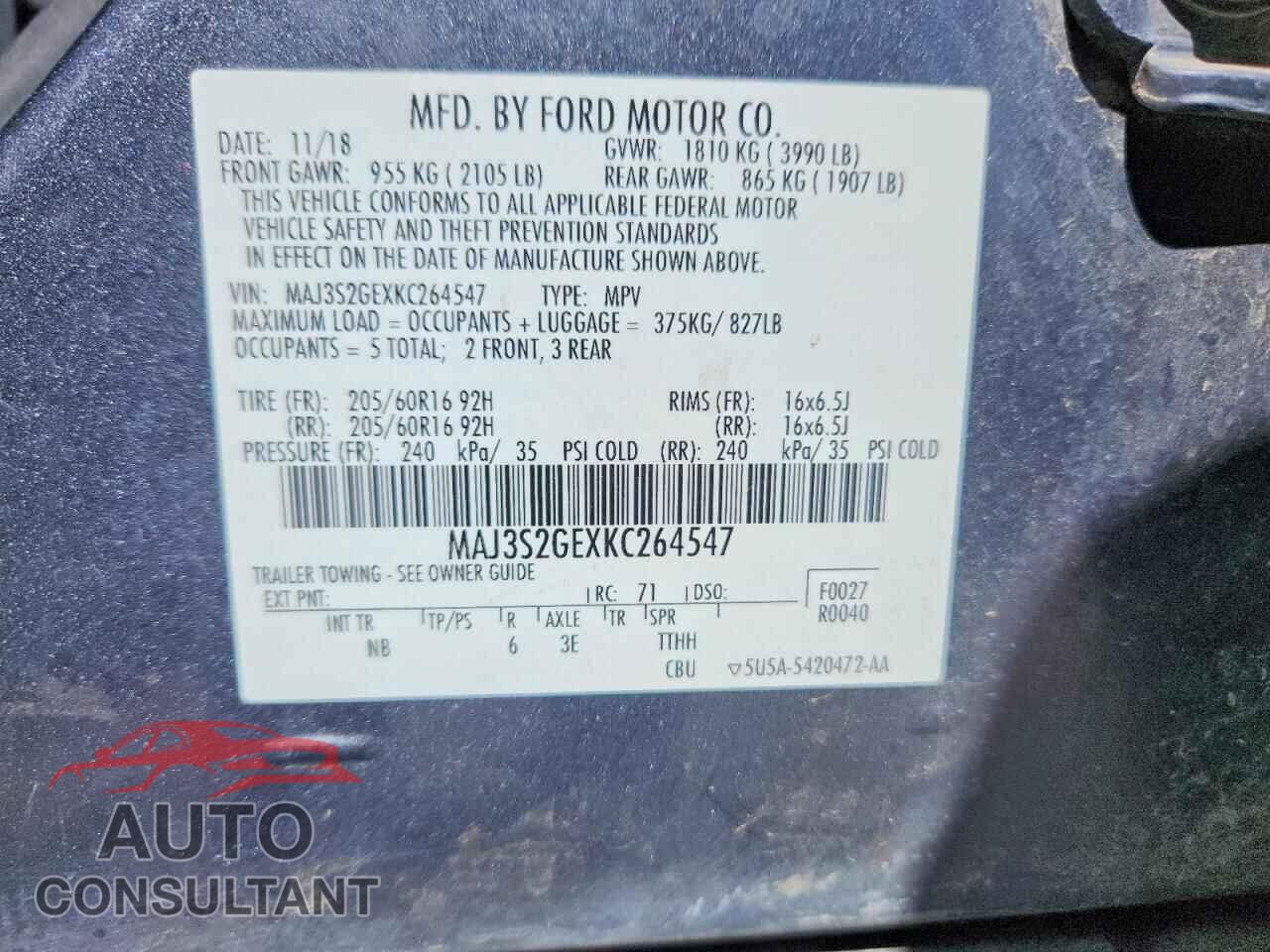FORD ECOSPORT 2019 - MAJ3S2GEXKC264547