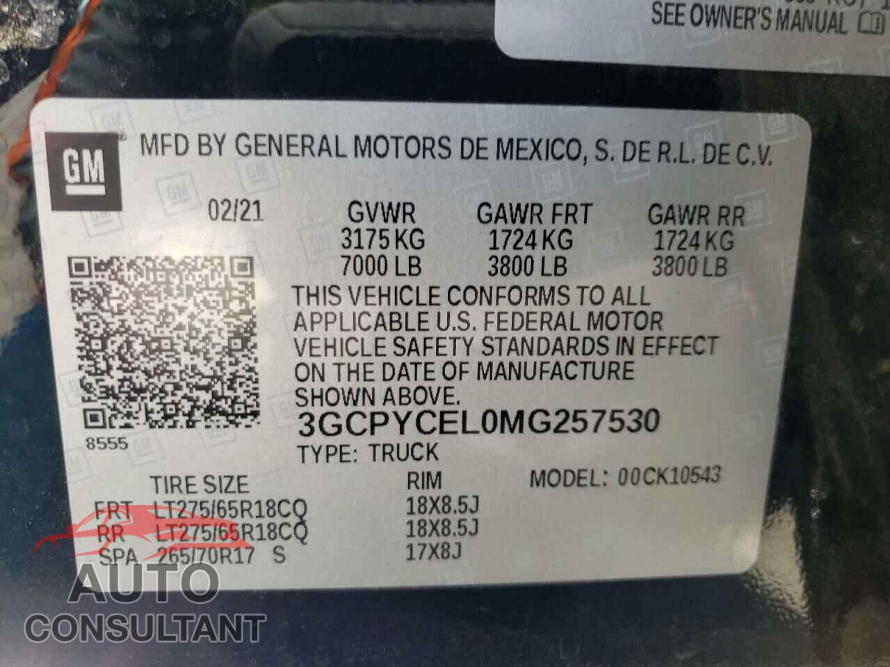CHEVROLET SILVERADO 2021 - 3GCPYCEL0MG257530