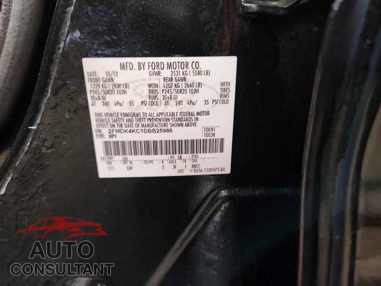 FORD EDGE 2013 - 2FMDK4KC1DBB25986