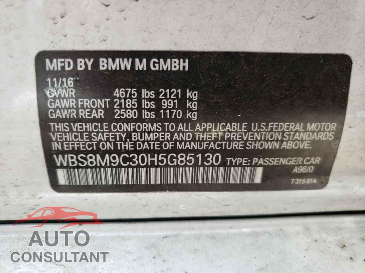BMW M3 2017 - WBS8M9C30H5G85130