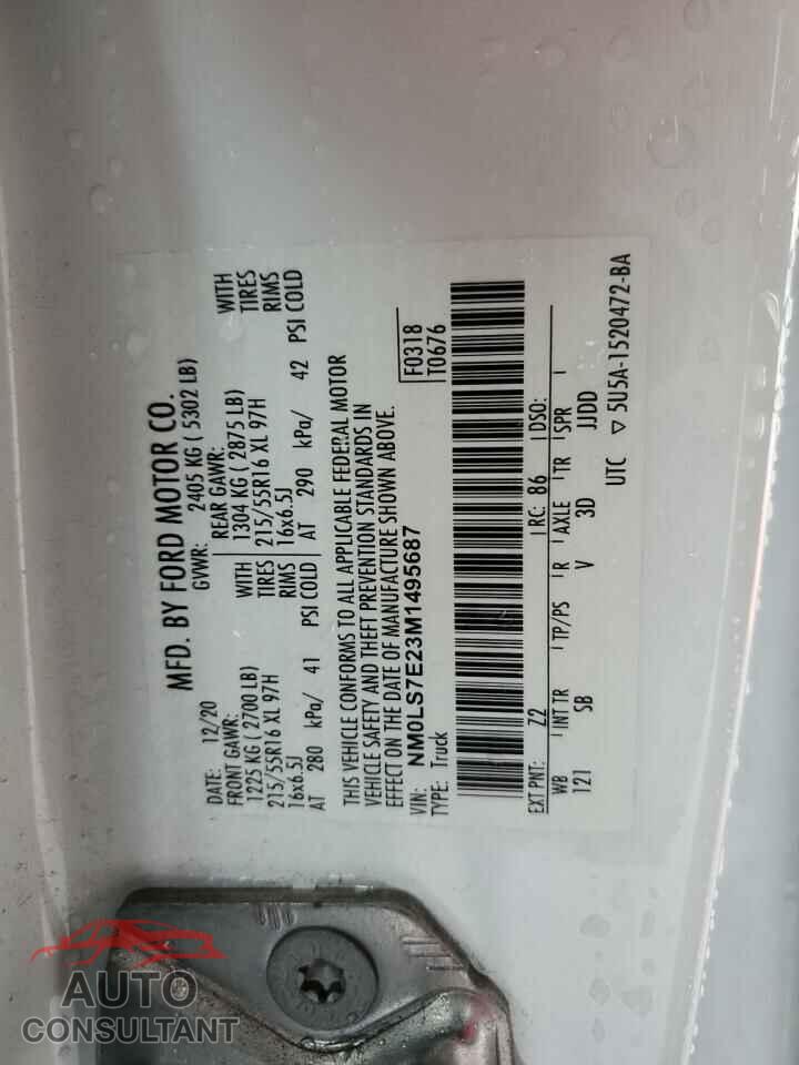 FORD TRANSIT 2021 - NM0LS7E23M1495687