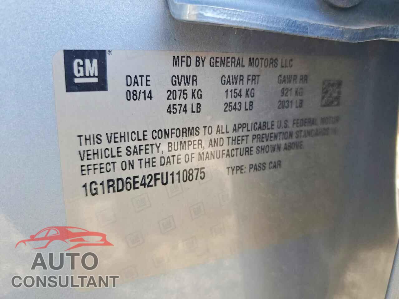 CHEVROLET VOLT 2015 - 1G1RD6E42FU110875