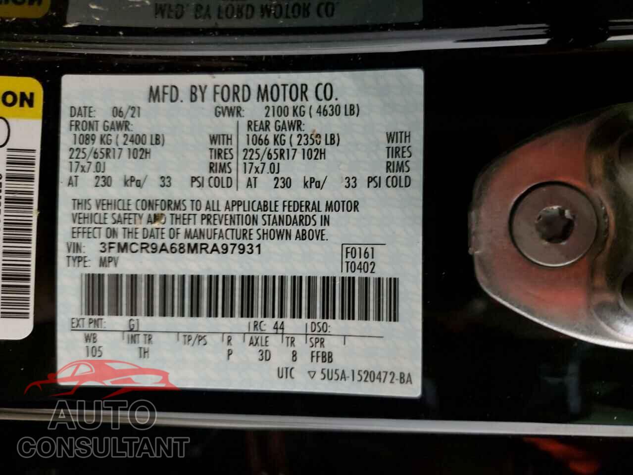 FORD BRONCO 2021 - 3FMCR9A68MRA97931