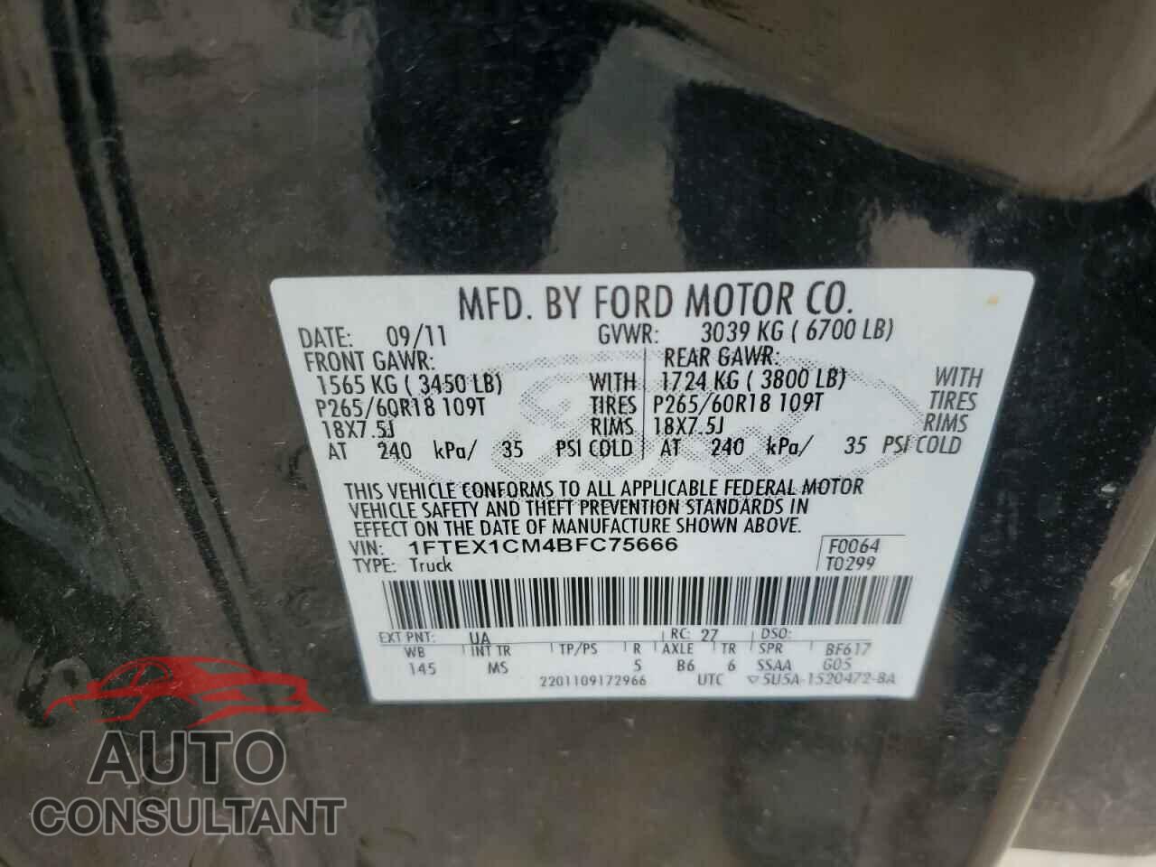 FORD F-150 2011 - 1FTEX1CM4BFC75666
