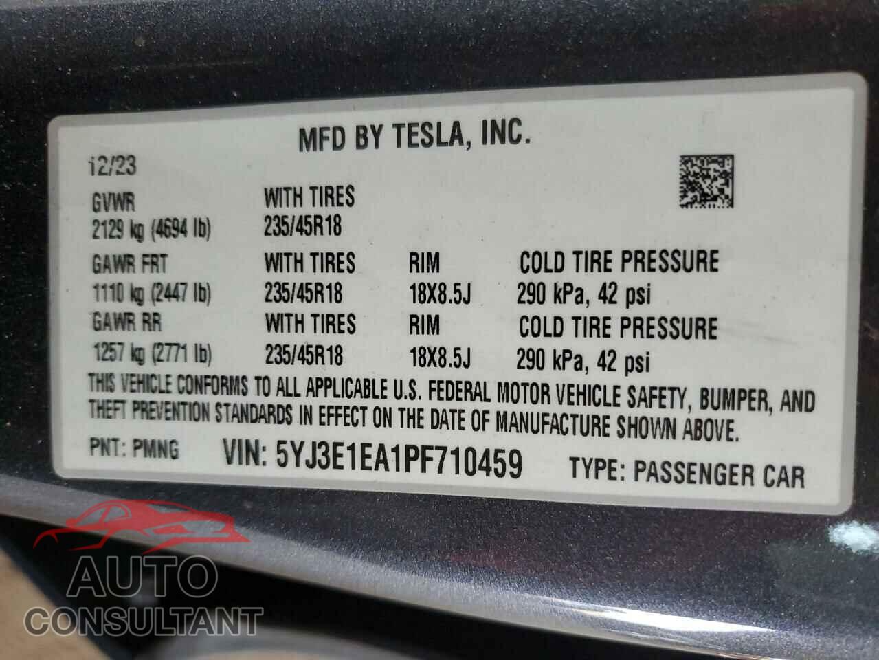 TESLA MODEL 3 2023 - 5YJ3E1EA1PF710459