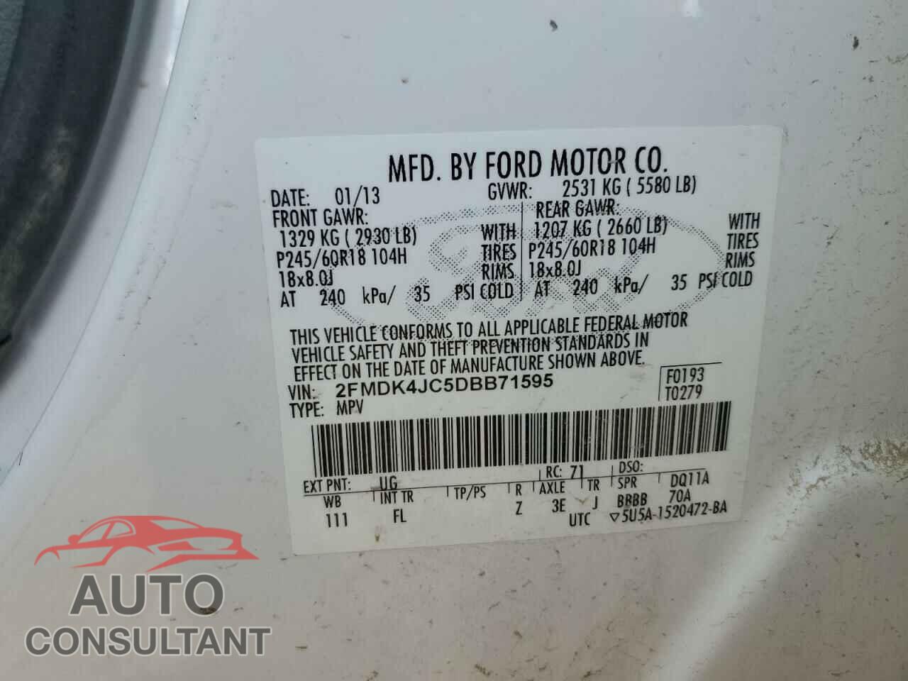 FORD EDGE 2013 - 2FMDK4JC5DBB71595