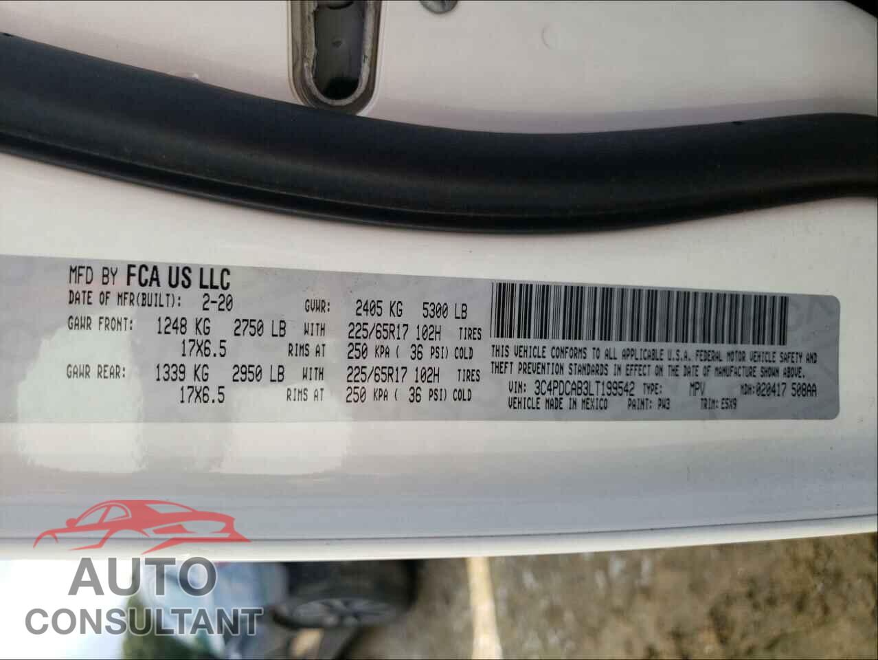 DODGE JOURNEY 2020 - 3C4PDCAB3LT199542