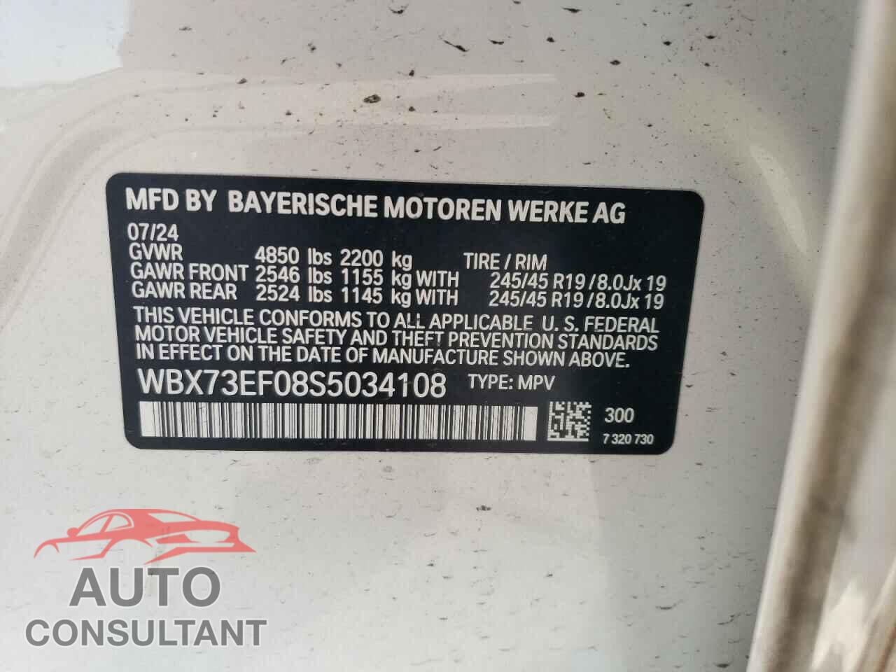 BMW X1 2025 - WBX73EF08S5034108