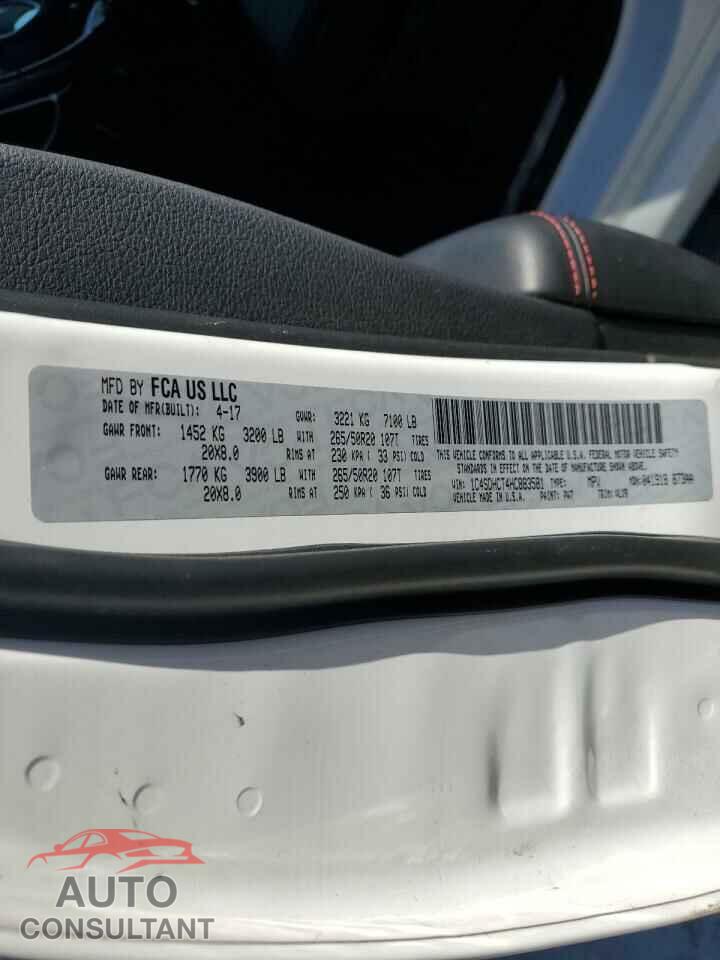 DODGE DURANGO 2017 - 1C4SDHCT4HC883581