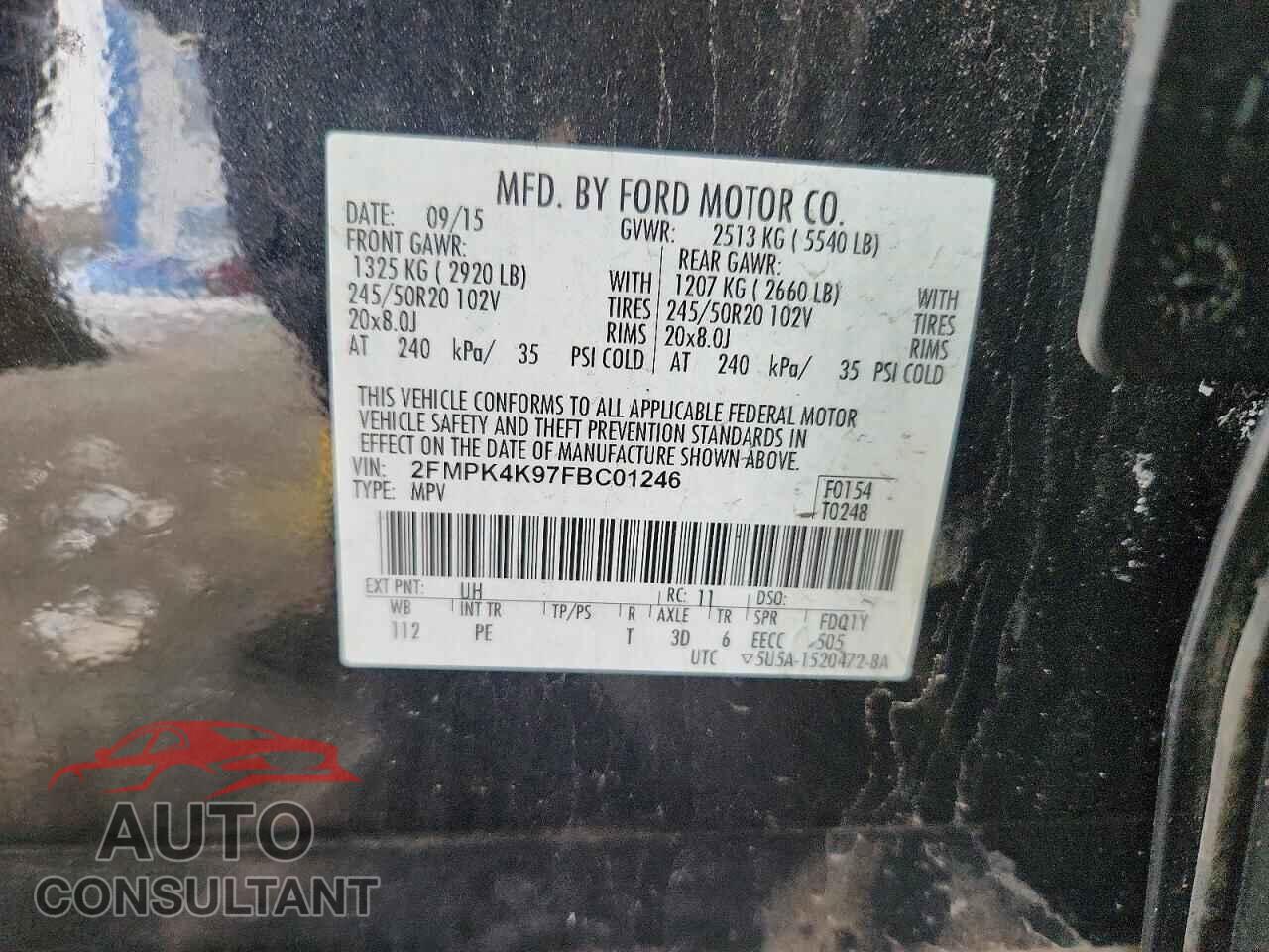 FORD EDGE 2015 - 2FMPK4K97FBC01246