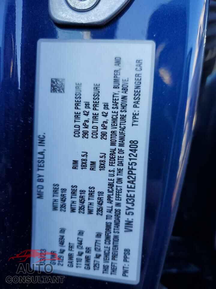TESLA MODEL 3 2023 - 5YJ3E1EA2PF512408