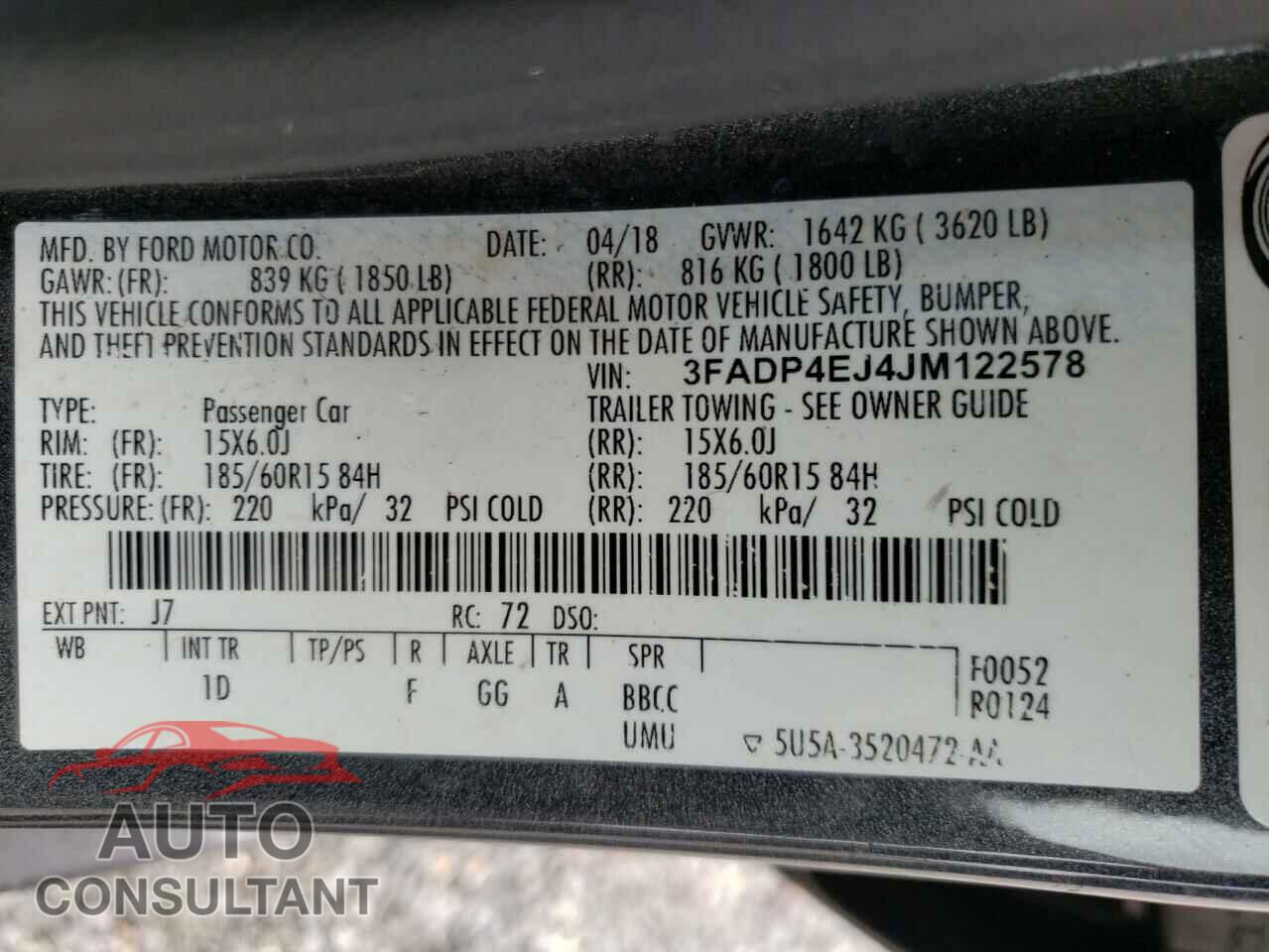 FORD FIESTA 2018 - 3FADP4EJ4JM122578