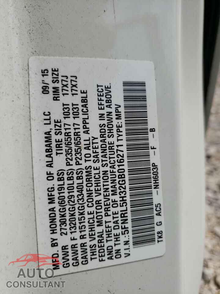 HONDA ODYSSEY 2016 - 5FNRL5H32GB016271