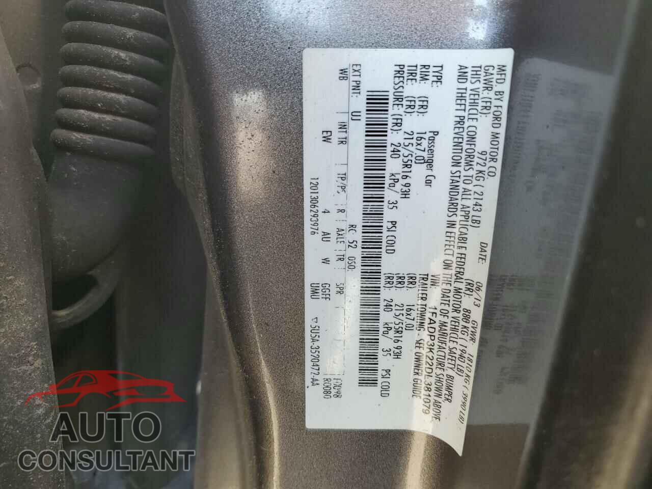 FORD FOCUS 2013 - 1FADP3K22DL381079