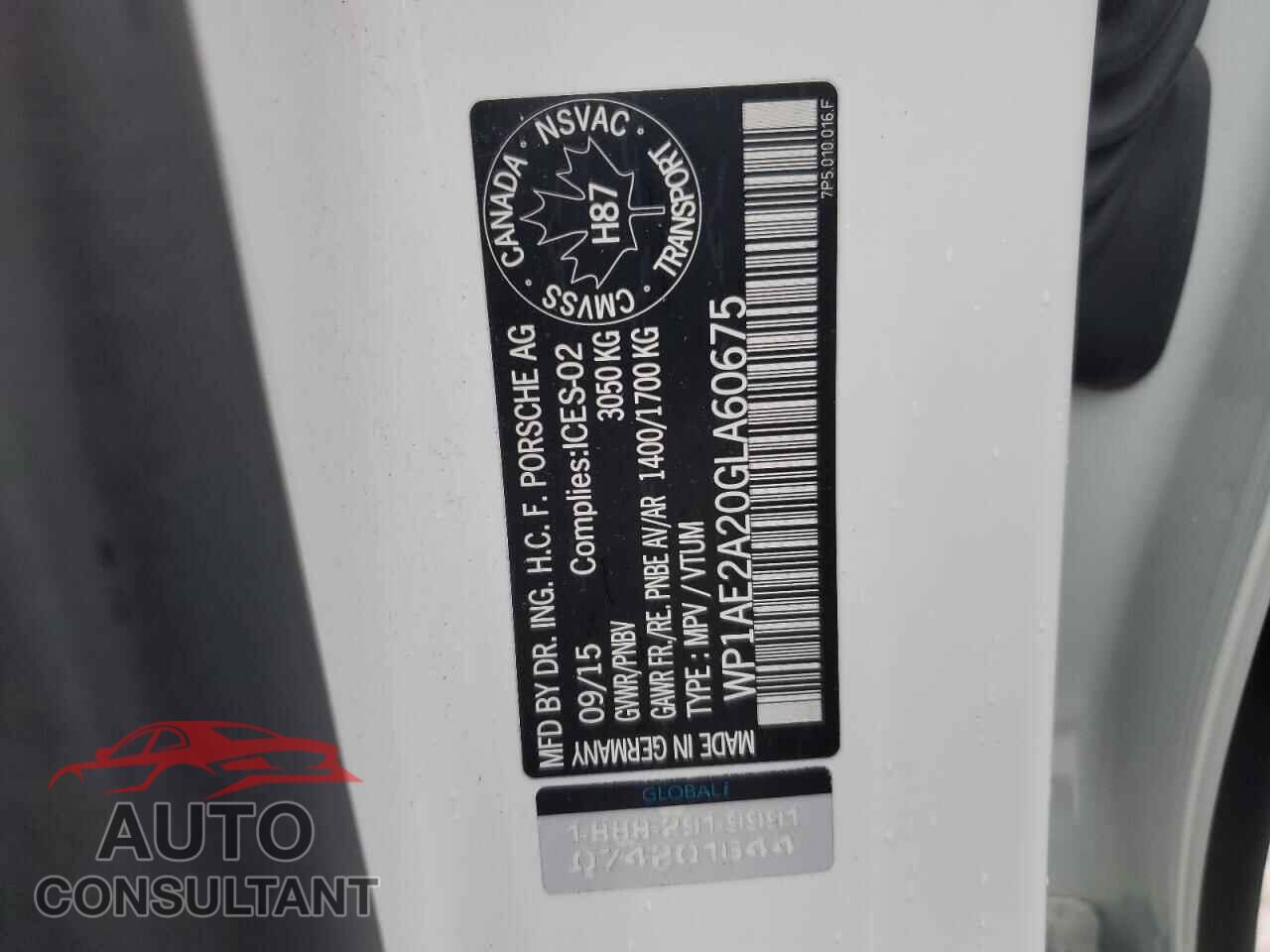 PORSCHE CAYENNE 2016 - WP1AE2A20GLA60675