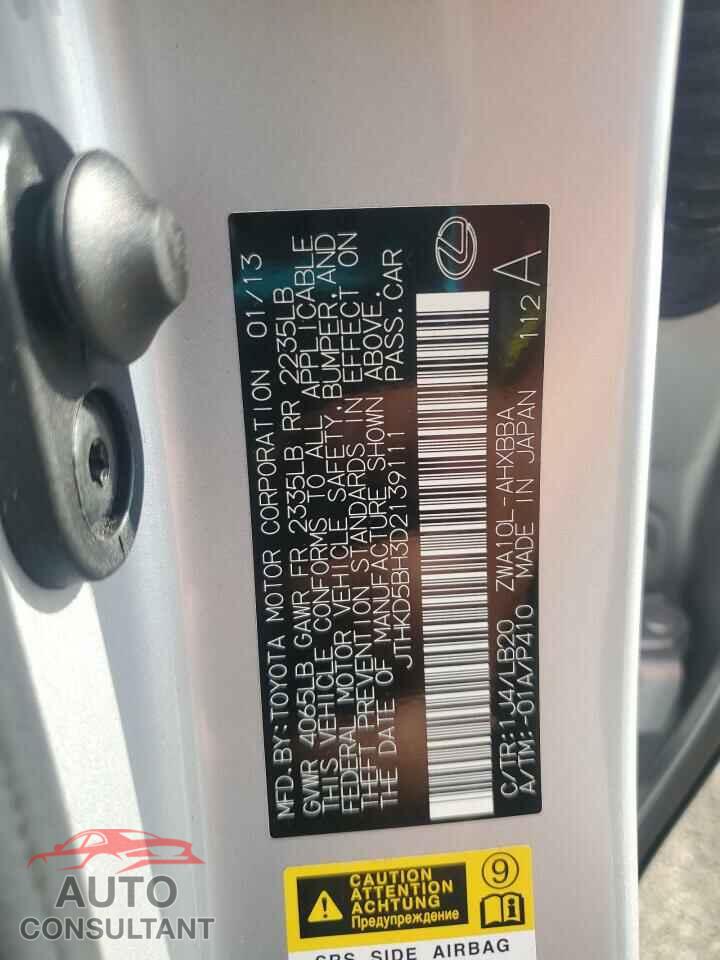 LEXUS CT 200 2013 - JTHKD5BH3D2139111