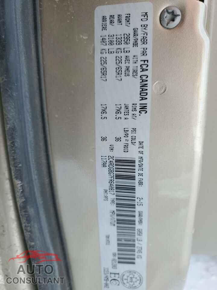DODGE CARAVAN 2015 - 2C4RDGBG7FR640817