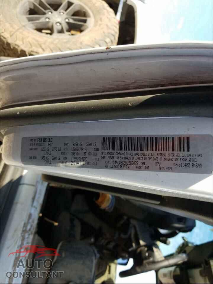 JEEP WRANGLER 2017 - 1C4AJWBG3HL566078