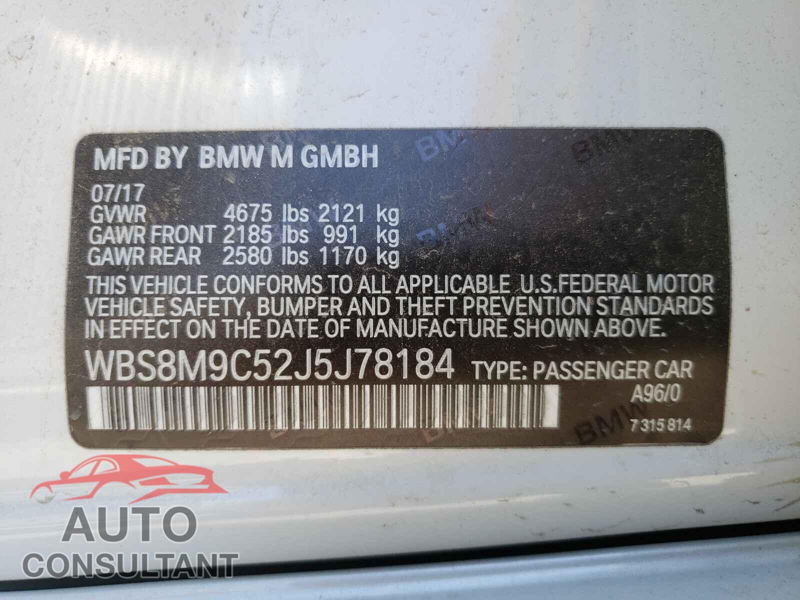 BMW M3 2018 - WBS8M9C52J5J78184
