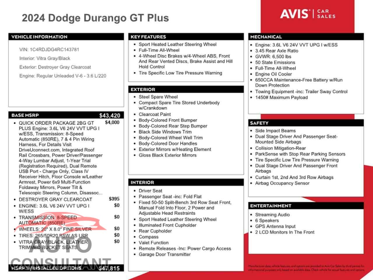 DODGE DURANGO 2024 - 1C4RDJDG4RC143781