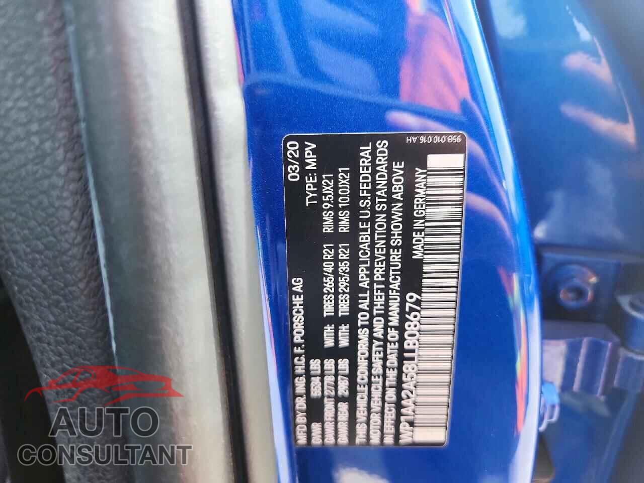 PORSCHE MACAN 2020 - WP1AA2A58LLB08679