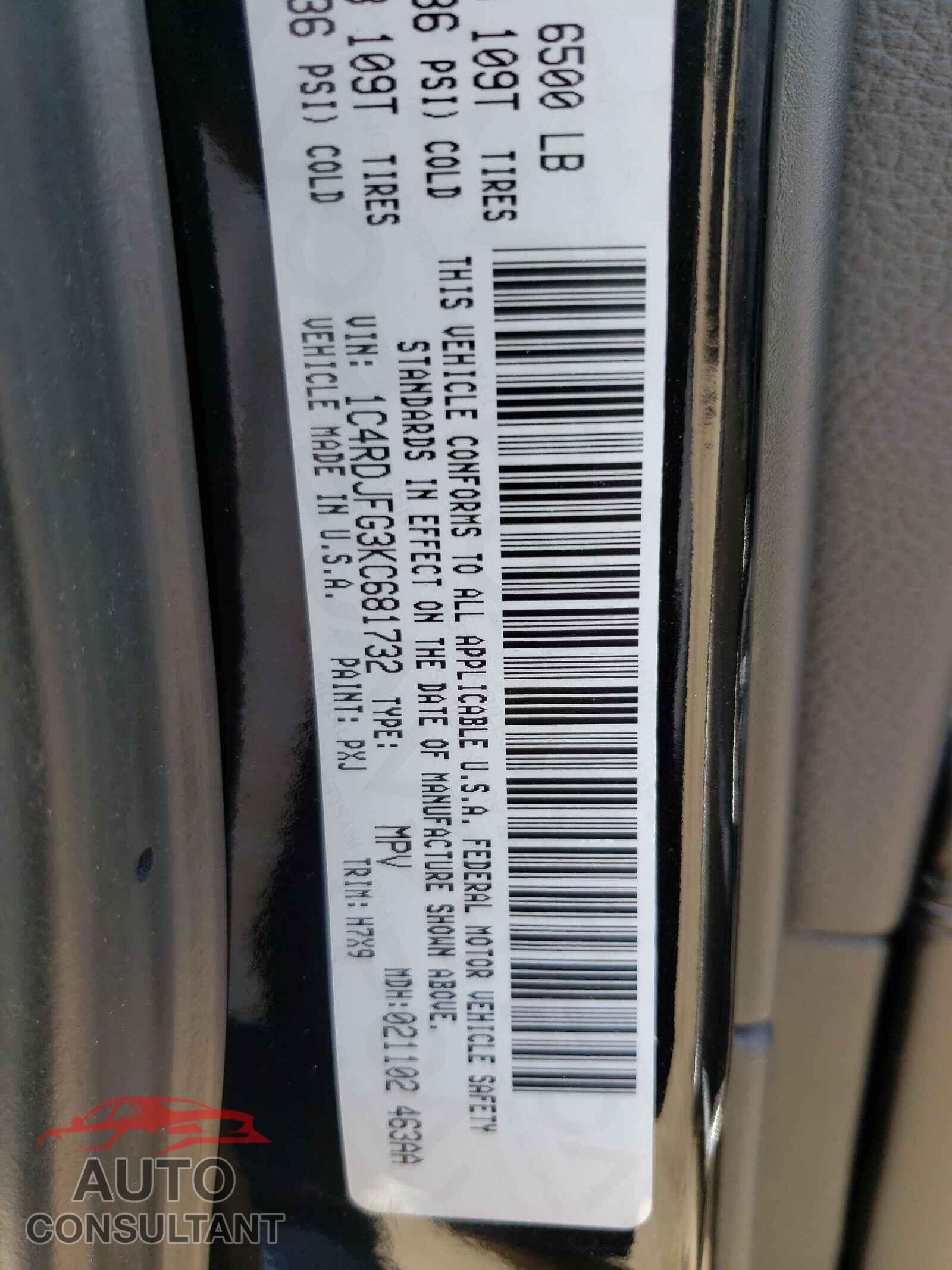 DODGE DURANGO 2019 - 1C4RDJFG3KC681732