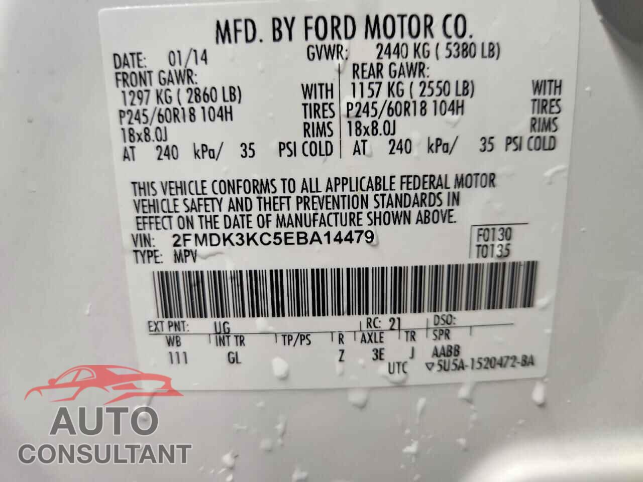 FORD EDGE 2014 - 2FMDK3KC5EBA14479