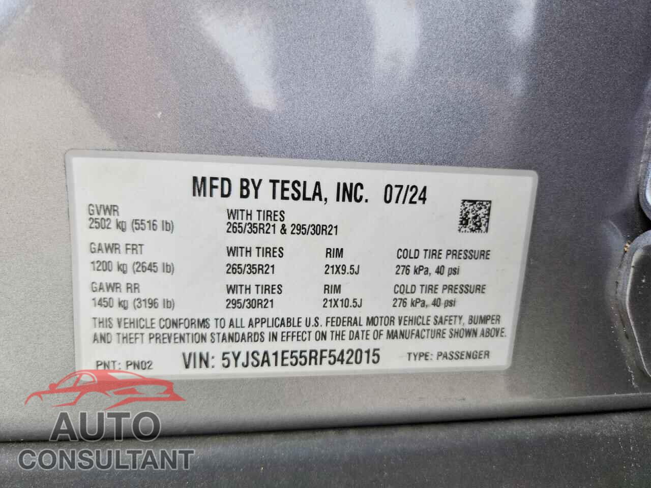 TESLA MODEL S 2024 - 5YJSA1E55RF542015