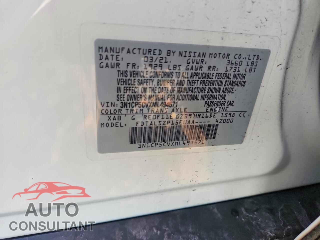 NISSAN KICKS 2021 - 3N1CP5CVXML494571