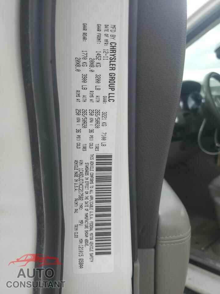 DODGE DURANGO 2012 - 1C4SDJDTXCC217582