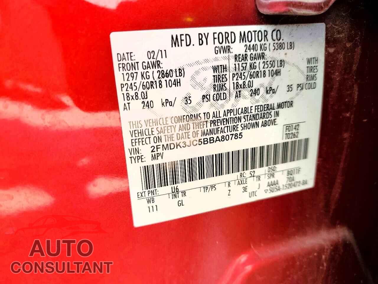 FORD EDGE 2011 - 2FMDK3JC5BBA80785