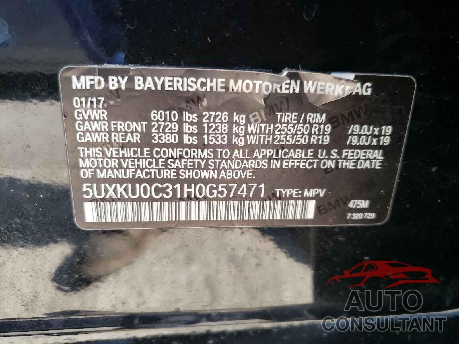 BMW X6 2017 - 5UXKU0C31H0G57471