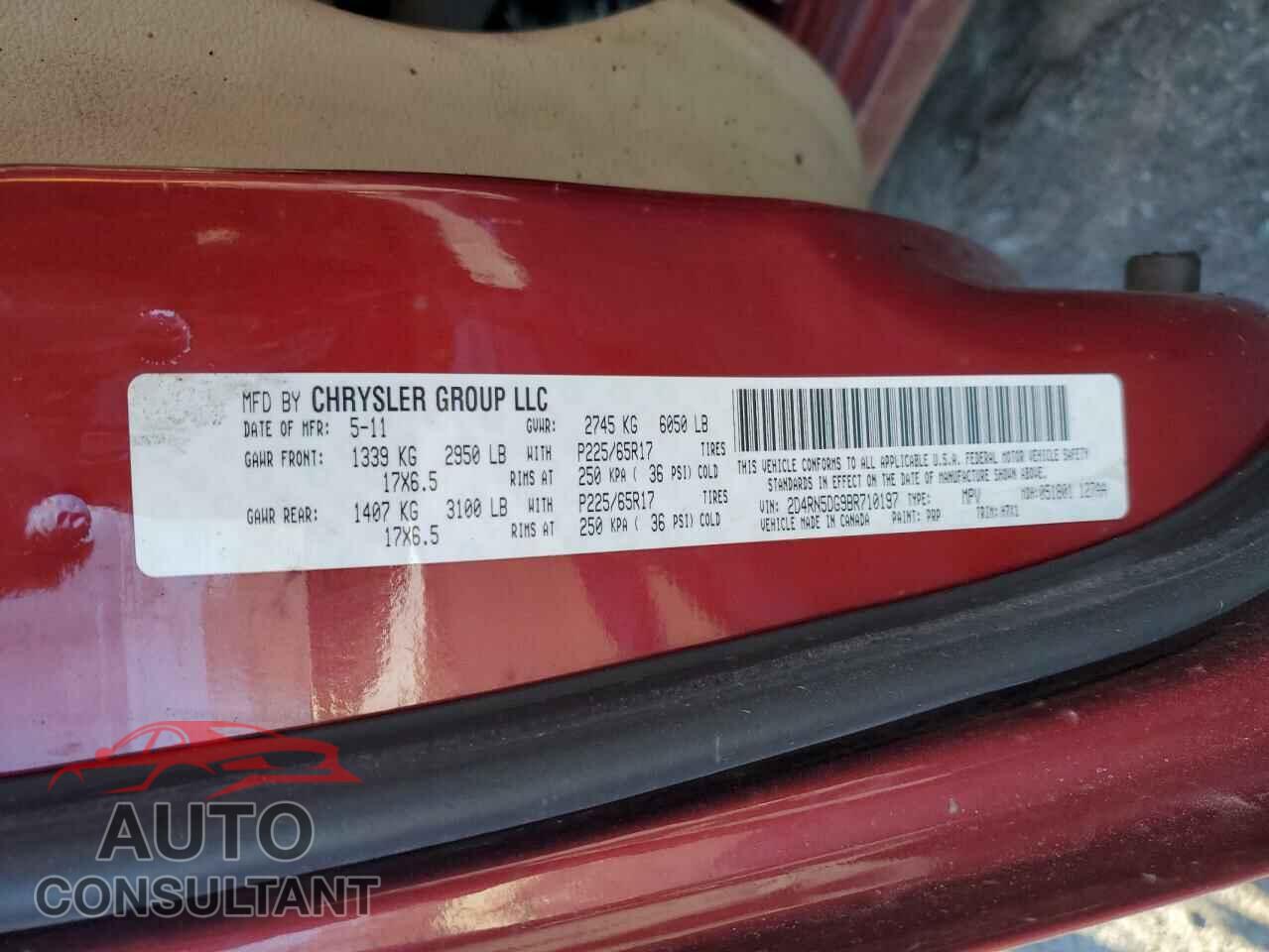 DODGE CARAVAN 2011 - 2D4RN5DG9BR710197
