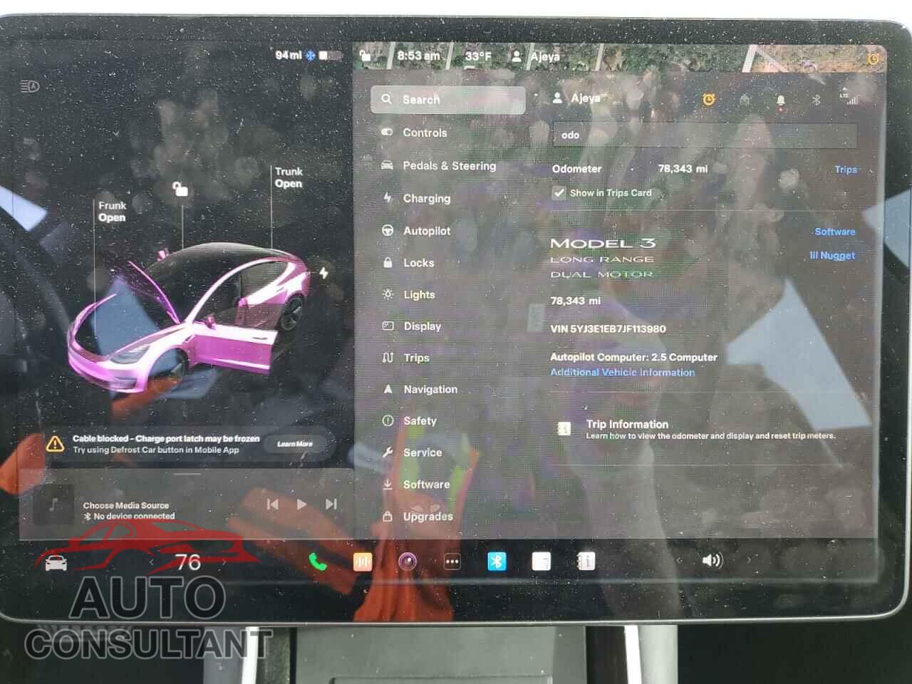 TESLA MODEL 3 2018 - 5YJ3E1EB7JF113980