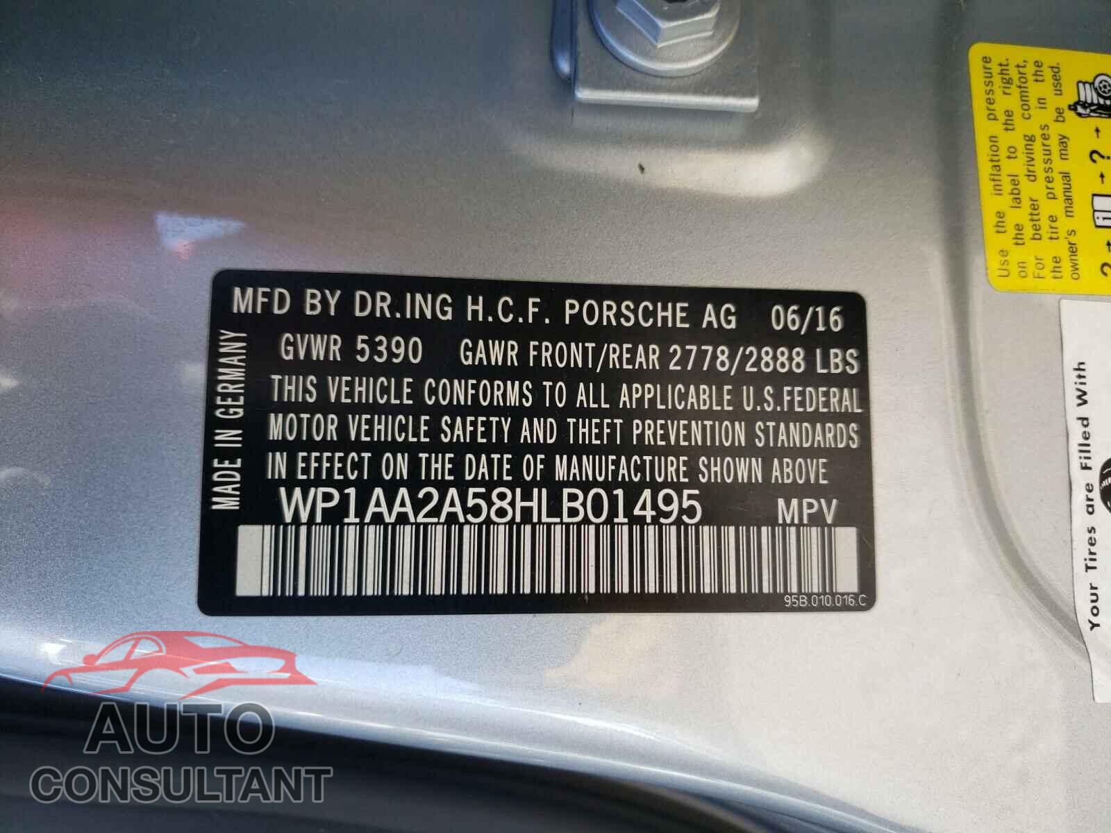 PORSCHE MACAN 2017 - WP1AA2A58HLB01495