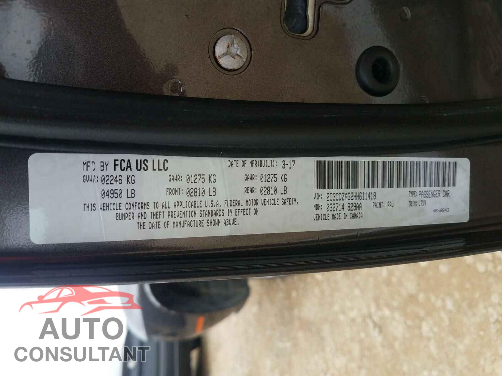 DODGE CHALLENGER 2017 - 2C3CDZAG2HH611418