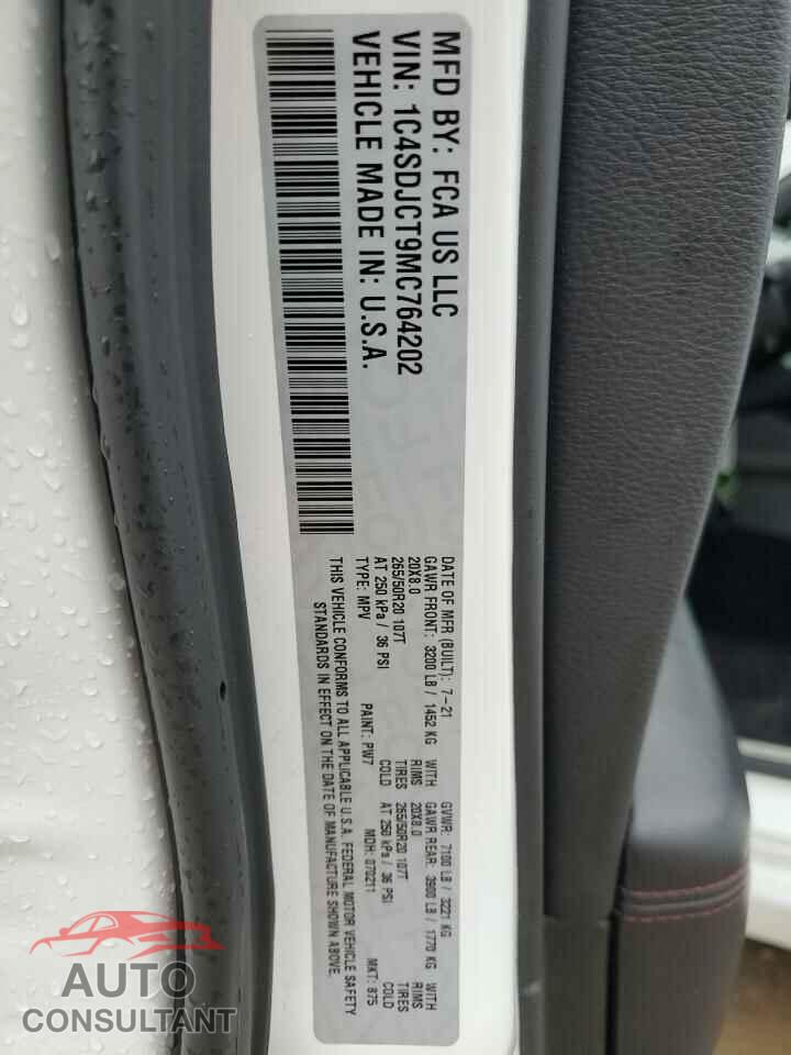 DODGE DURANGO 2021 - 1C4SDJCT9MC764202