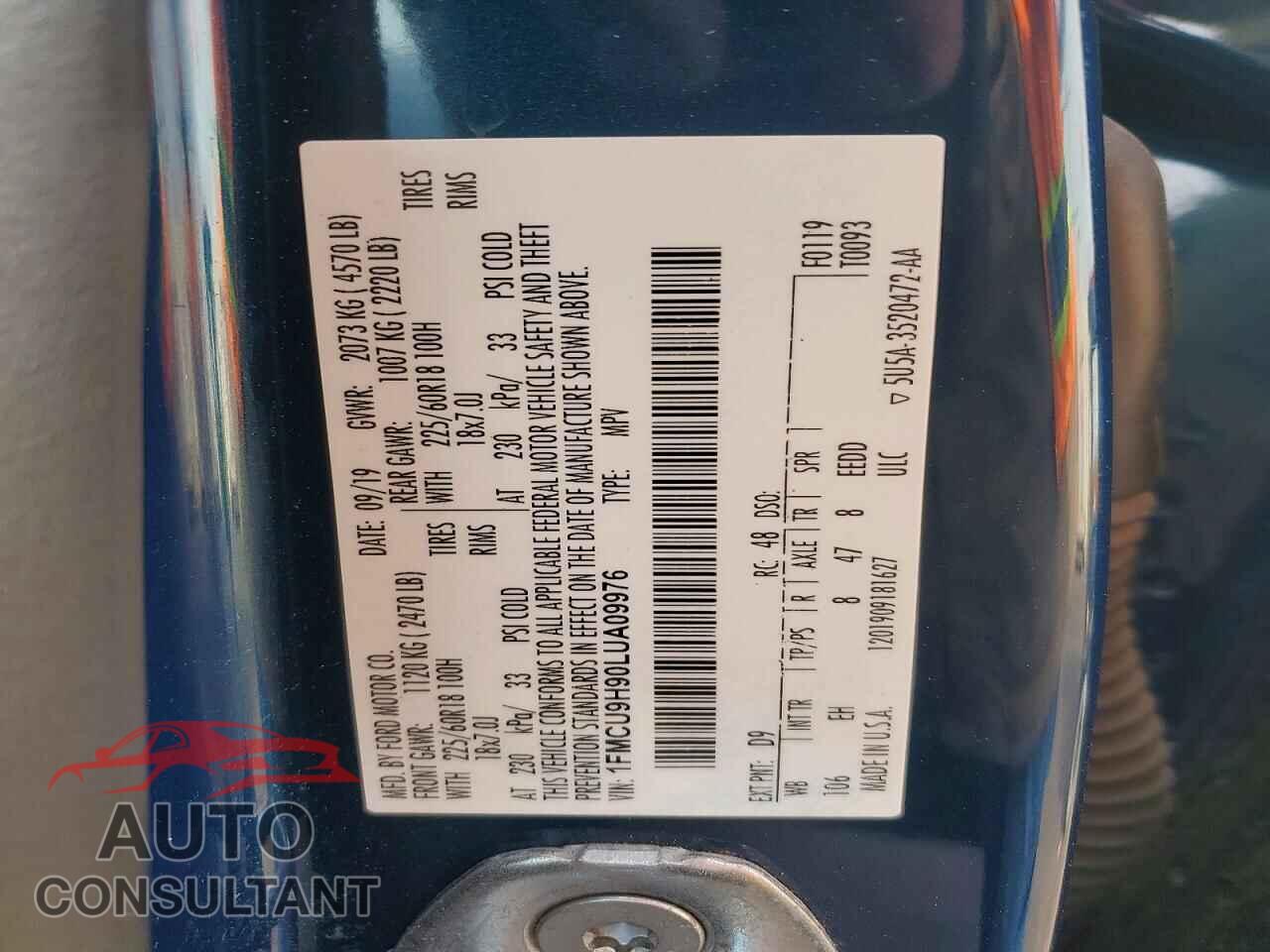 FORD ESCAPE 2020 - 1FMCU9H90LUA09976