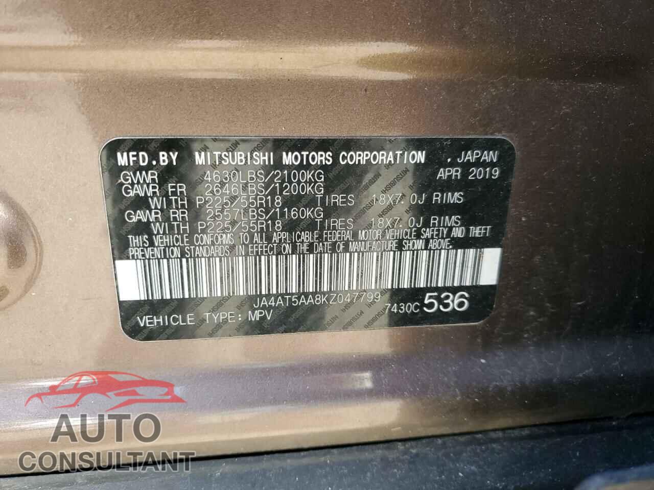 MITSUBISHI ECLIPSE 2019 - JA4AT5AA8KZ047799