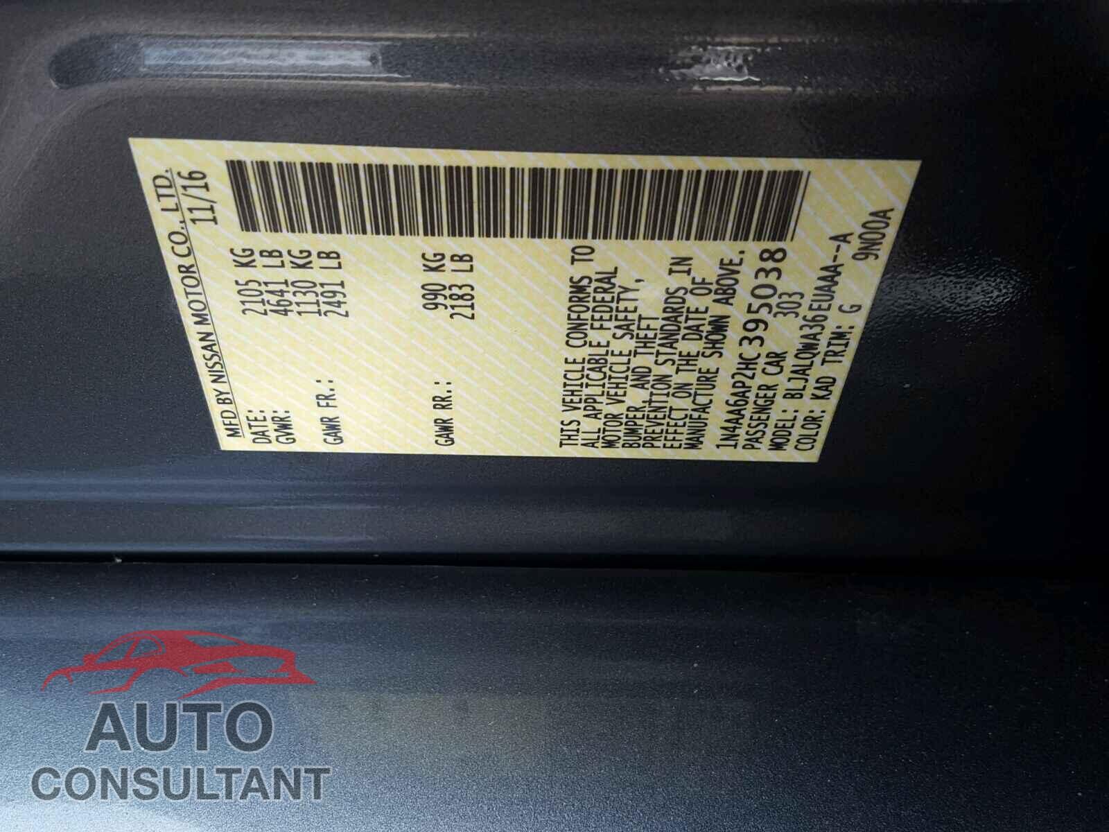NISSAN MAXIMA 2017 - 1N4AA6AP2HC395038