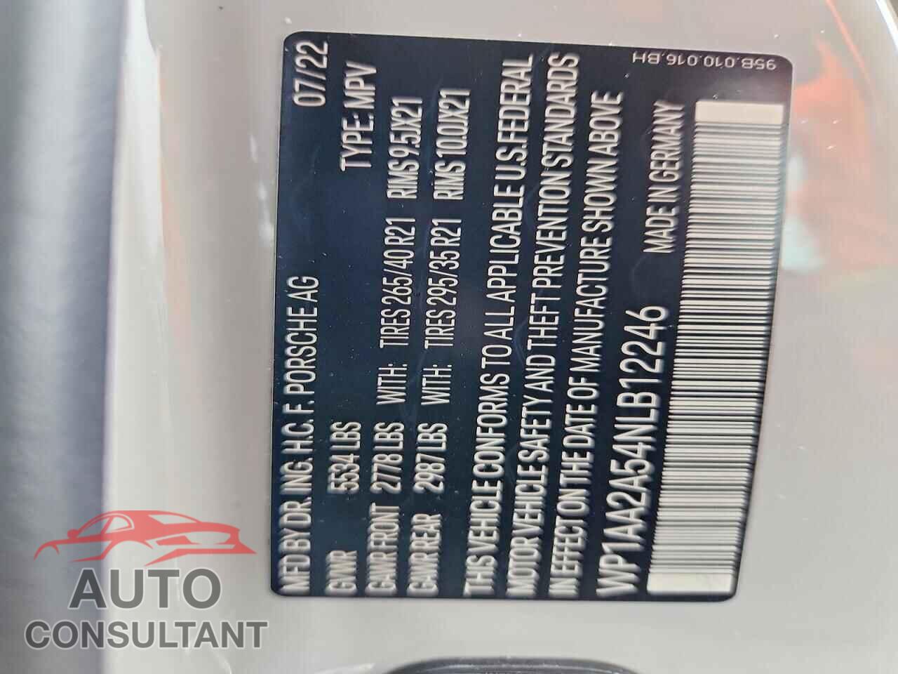 PORSCHE MACAN 2022 - WP1AA2A54NLB12246