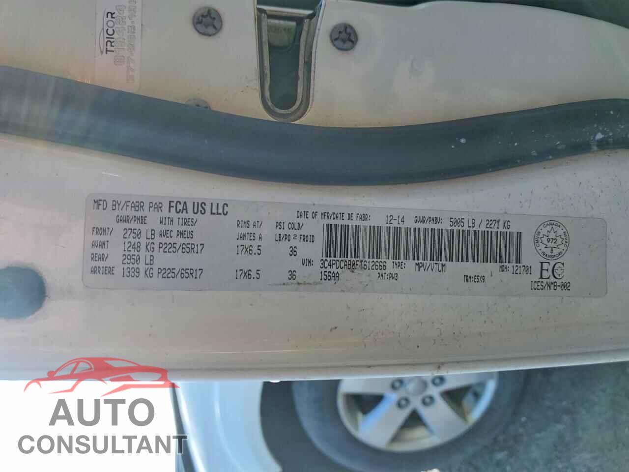 DODGE JOURNEY 2015 - 3C4PDCAB0FT612666