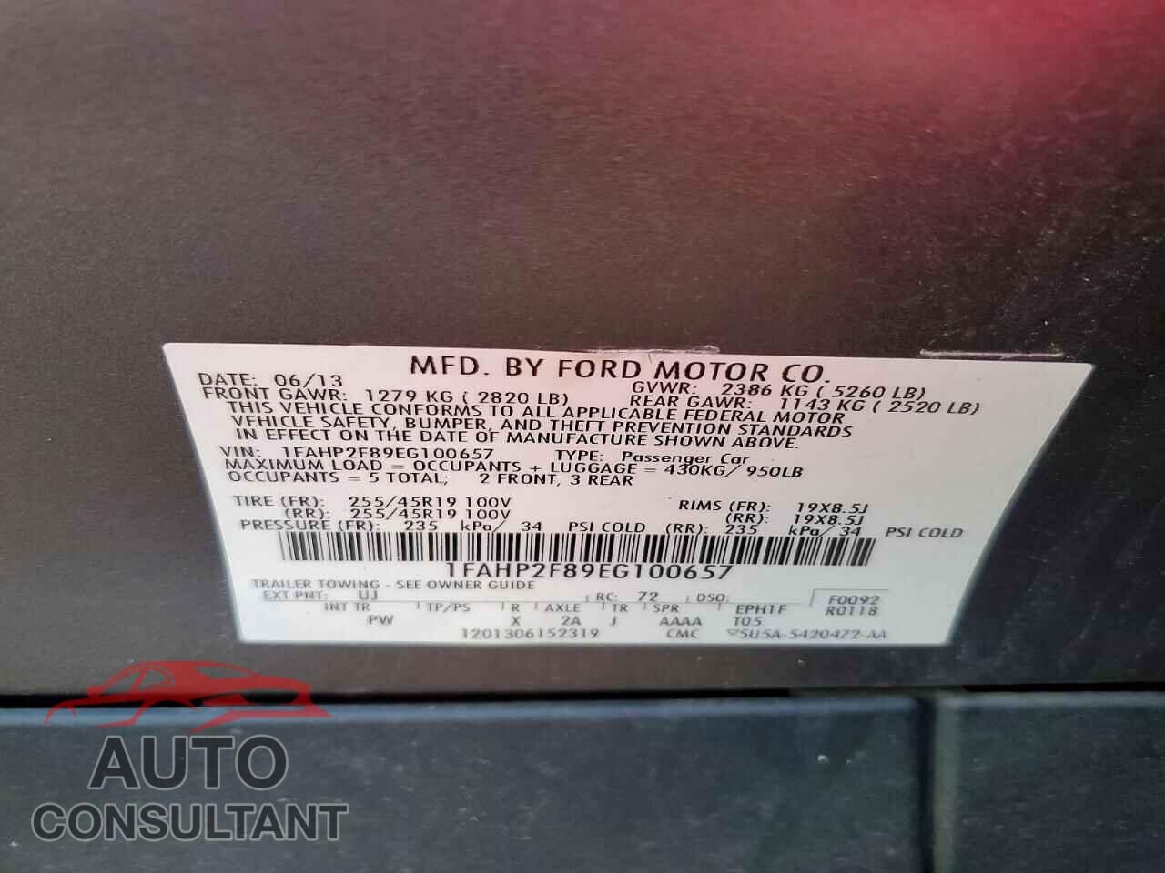 FORD TAURUS 2014 - 1FAHP2F89EG100657