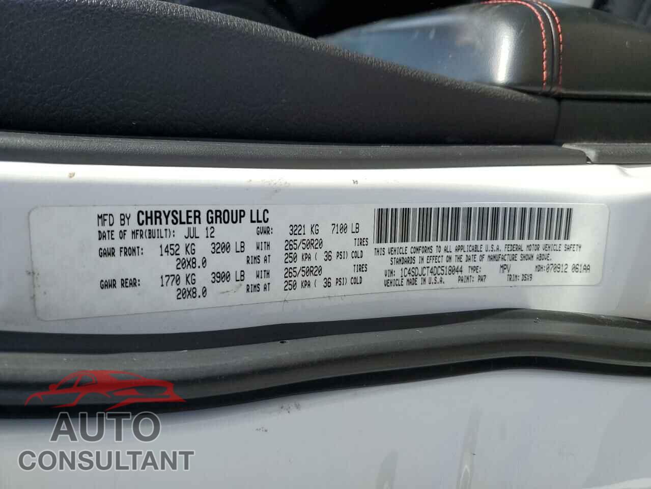 DODGE DURANGO 2013 - 1C4SDJCT4DC518044