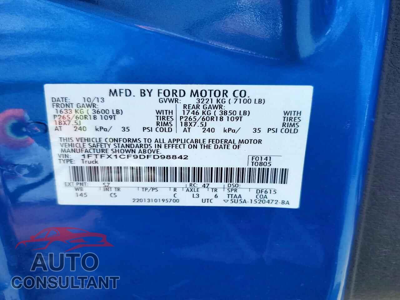 FORD F150 2013 - 1FTFX1CF9DFD98842