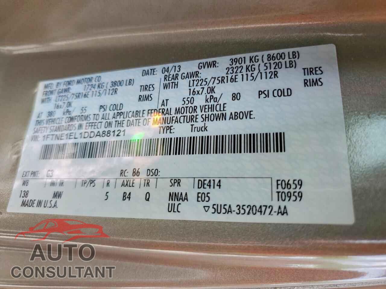FORD ECONOLINE 2013 - 1FTNE1EL1DDA88121