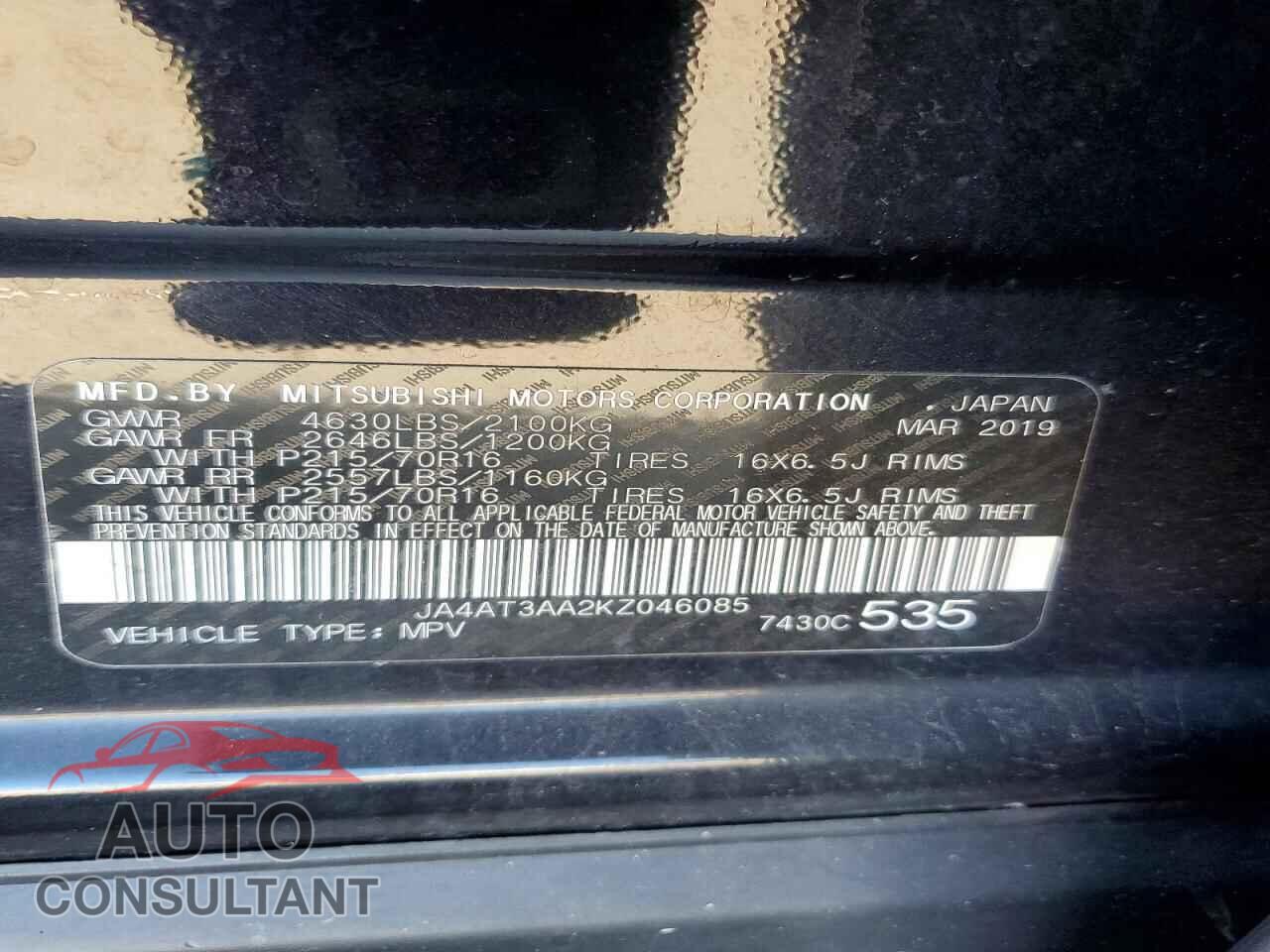 MITSUBISHI ECLIPSE 2019 - JA4AT3AA2KZ046085