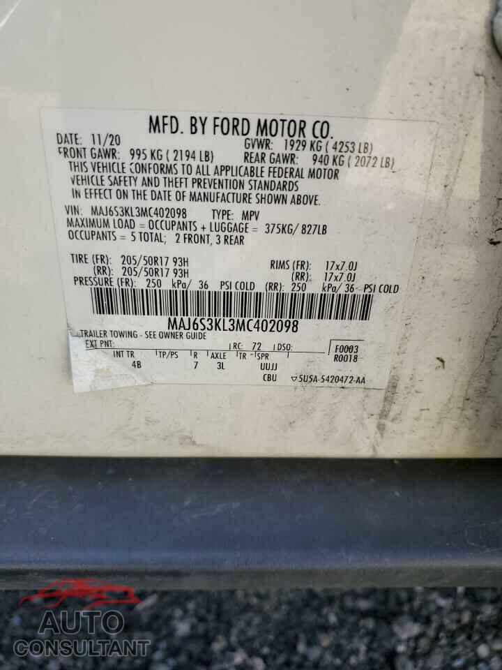 FORD ECOSPORT 2021 - MAJ6S3KL3MC402098